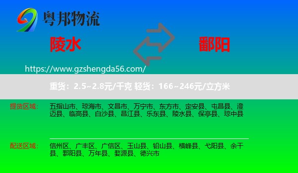 陵水县到鄱阳县物流专线