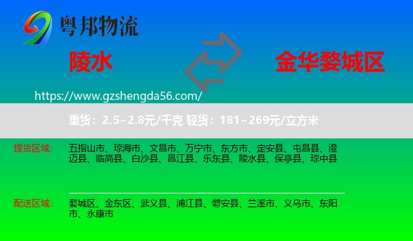 陵水县到婺城区物流专线