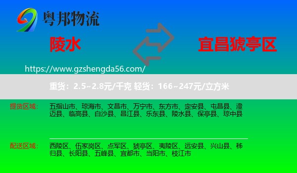 陵水县到猇亭区物流专线