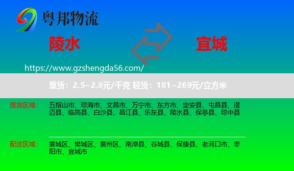 陵水县到宜城市物流专线