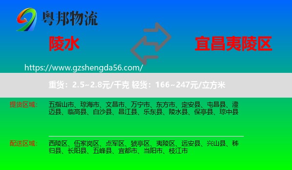 陵水县到夷陵区物流专线