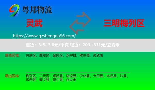 灵武市到梅列区物流专线