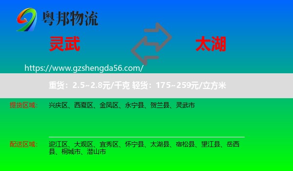 灵武市到太湖县物流专线
