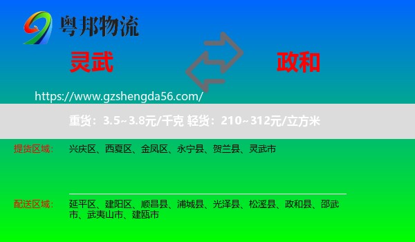 灵武市到政和县物流专线