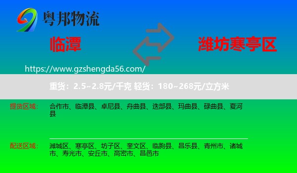 临潭县到寒亭区物流专线