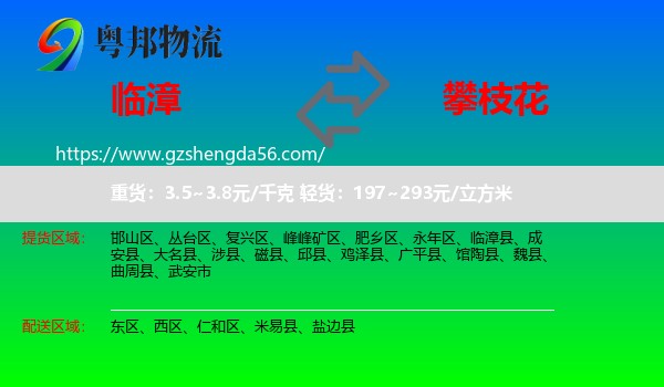 临漳县到攀枝花物流