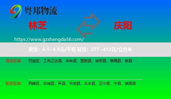 林芝到庆阳物流