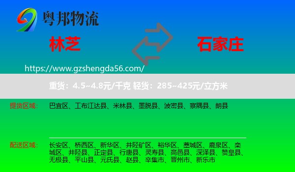 林芝到石家庄专线