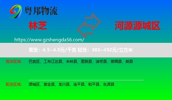 林芝到源城区物流专线