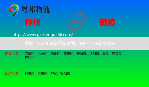 林州市到铜陵物流