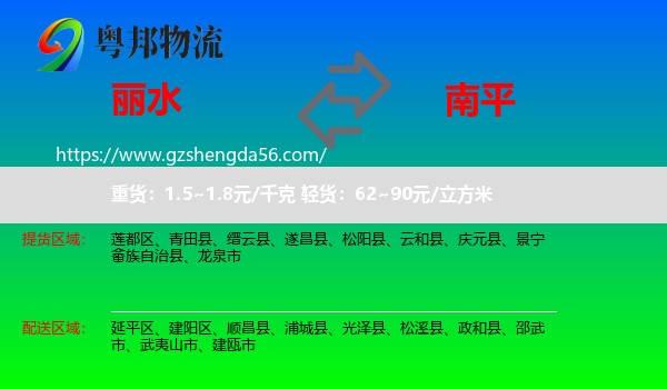 丽水到南平物流专线