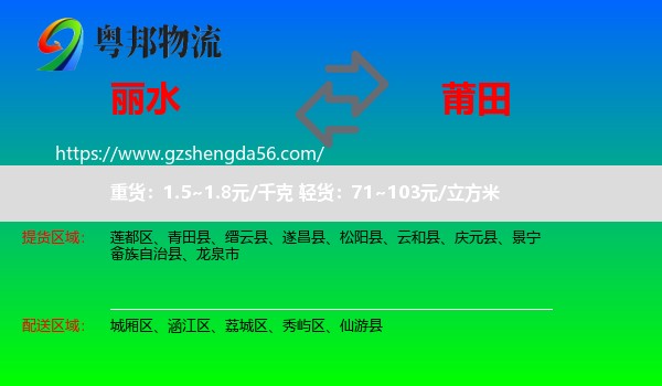 丽水到莆田物流专线