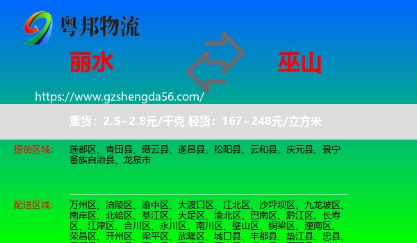 丽水到巫山县物流专线