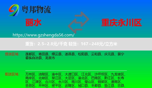 丽水到永川区物流专线