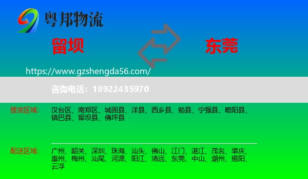 留坝县到东莞物流