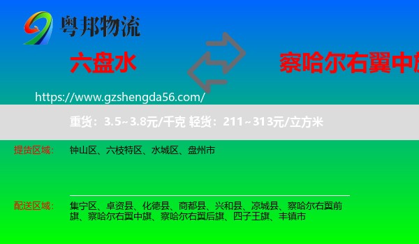 六盘水到察哈尔右翼中旗物流专线