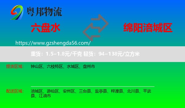 六盘水到涪城区物流专线