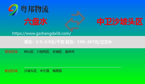 六盘水到沙坡头区物流专线