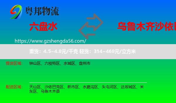 六盘水到沙依巴克区物流专线