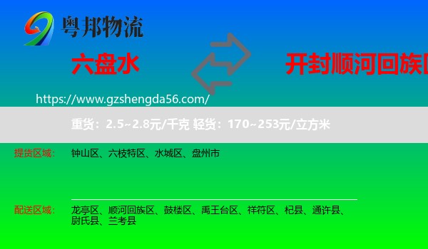 六盘水到顺河回族区物流专线