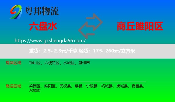 六盘水到睢阳区物流专线