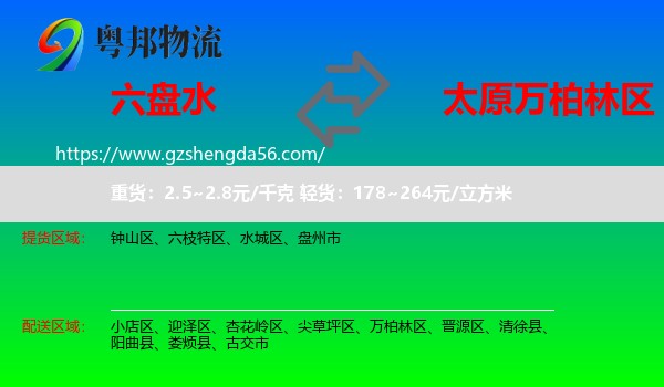 六盘水到万柏林区物流专线