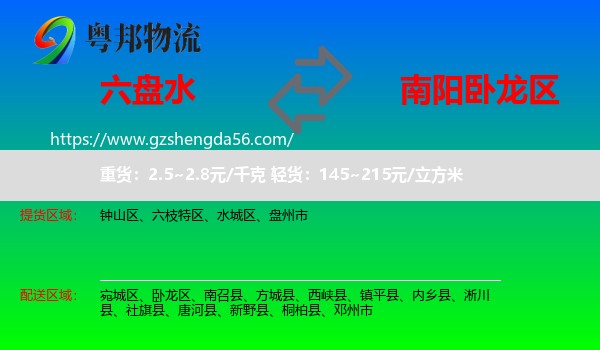 六盘水到卧龙区物流专线