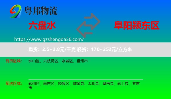 六盘水到颍东区物流专线