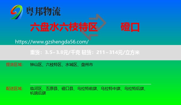 六枝特区到磴口县物流专线