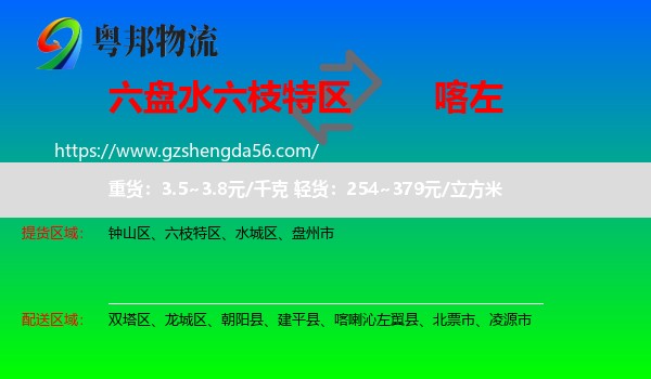 六枝特区到喀喇沁左翼县物流专线