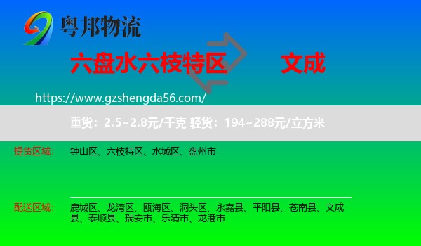 六枝特区到文成县物流专线
