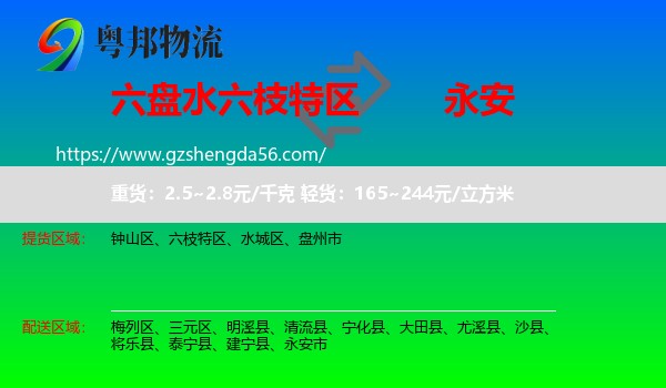 六枝特区到永安市物流专线