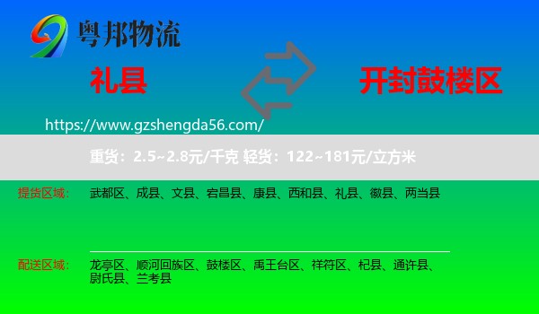 礼县到鼓楼区物流专线