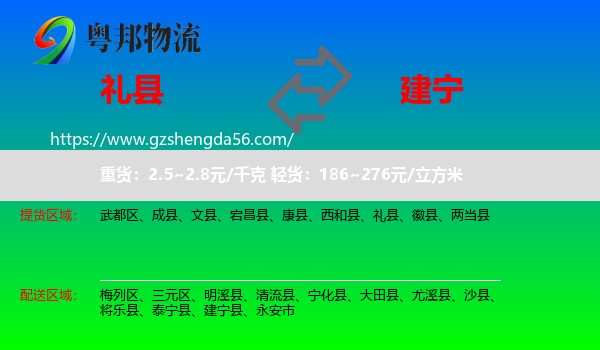 礼县到建宁县物流专线