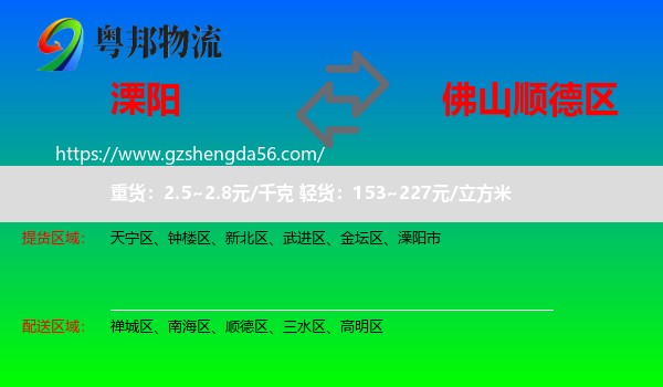 溧阳市到顺德区物流专线