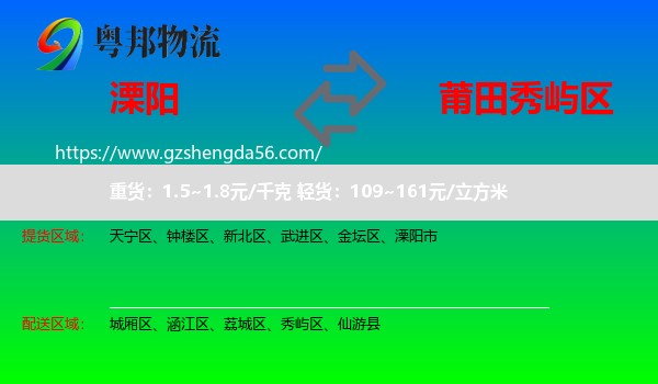 溧阳市到秀屿区物流专线
