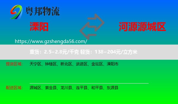 溧阳市到源城区物流专线