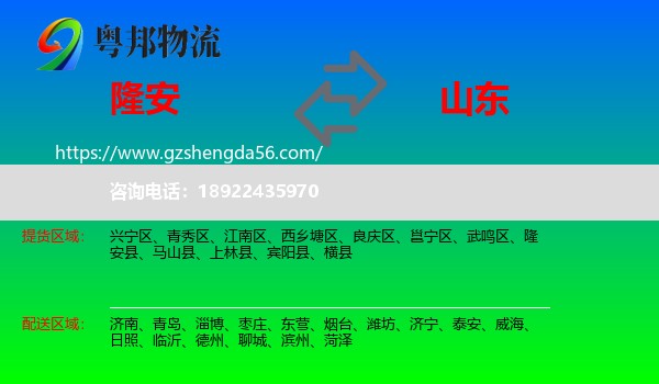 隆安县到山东物流专线