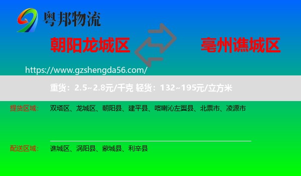 龙城区到谯城区物流专线