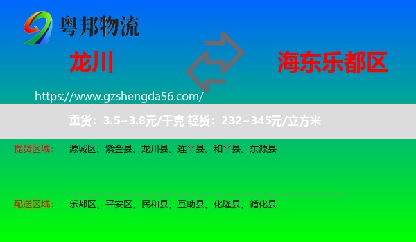 龙川县到乐都区物流专线