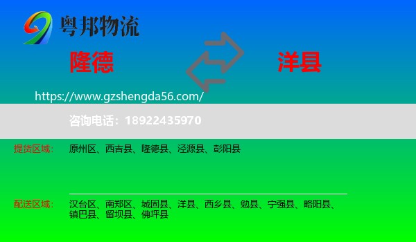 隆德县到洋县物流专线