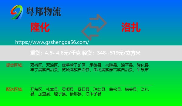 隆化县到洛扎县物流专线