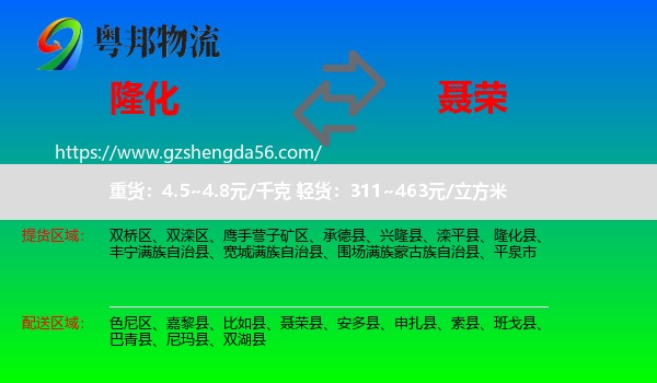 隆化县到聂荣县物流专线
