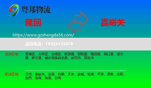 隆回县到嘉峪关物流