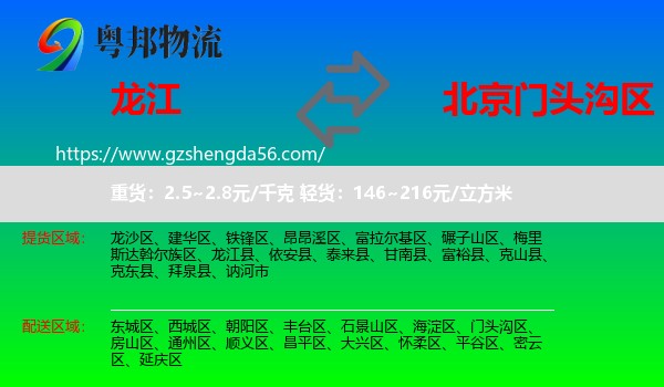 龙江县到门头沟区物流专线