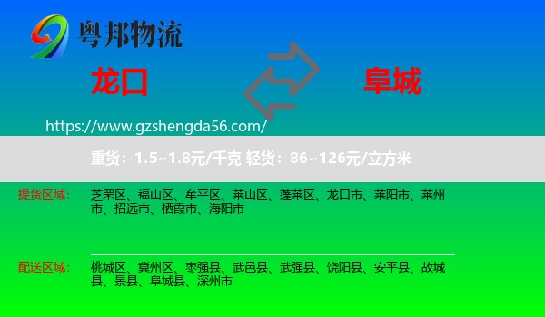龙口市到阜城县物流专线