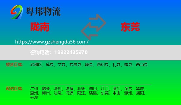陇南到东莞物流专线