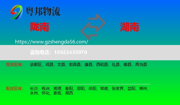 陇南到湖南物流专线