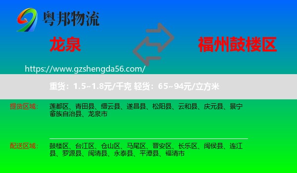 龙泉市到鼓楼区物流专线
