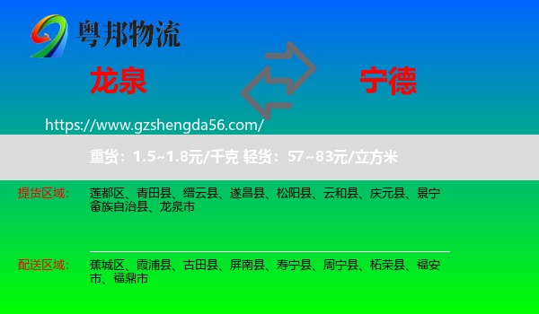 龙泉市到宁德物流专线